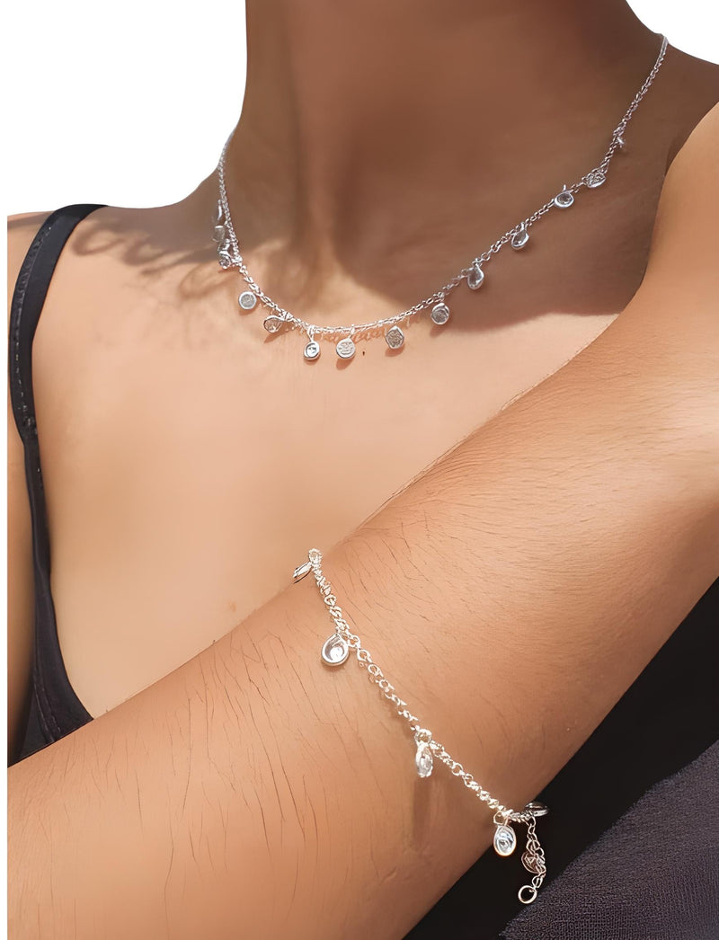 Conjunto Colar Choker Transparente E Pulseira no elo